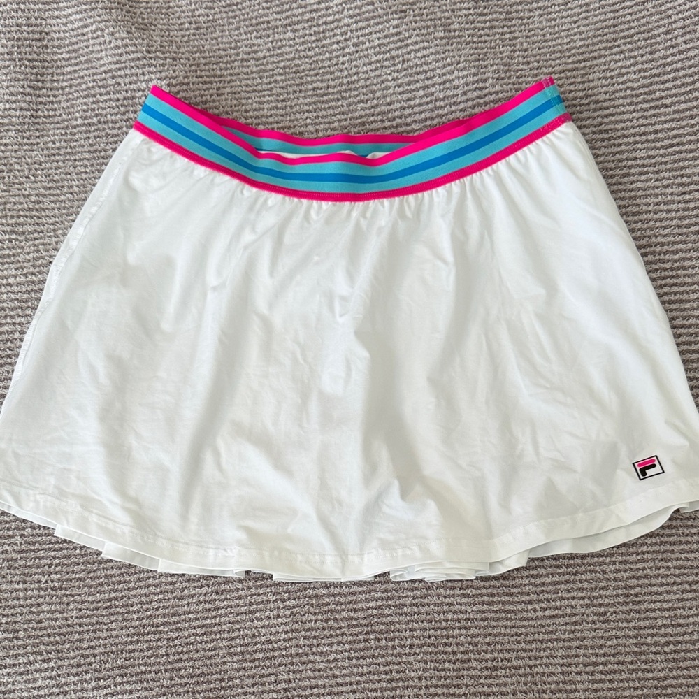 Fila White Skort with Pink and Turquoise Striped Waistband